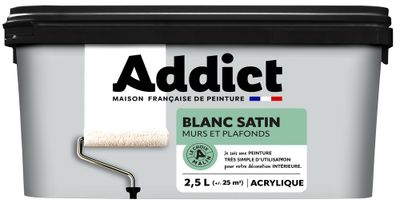 Peinture murs et plafonds blanc satin 2,5 L - ADDICT
