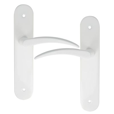Poignées de porte sur plaques sans trou Azur laqué blanc LINEA BERTOMANI