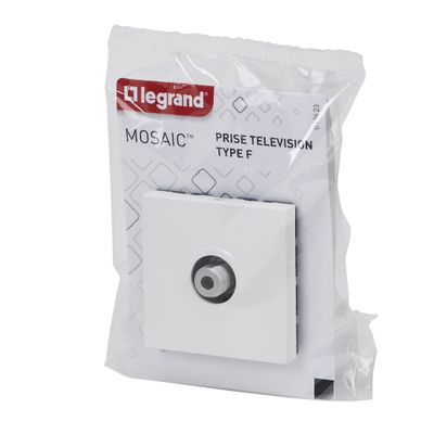 Prise TV type ''F'' à visser 2 modules finition blanche Mosaic LEGRAND