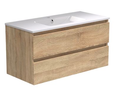 Meuble de salle de bains 2 tiroirs Bois clair 100 cm Evasion - CONCILIO