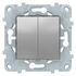 Double Interrupteur va-et-vient aluminium - Unica SCHNEIDER ELECTRIC