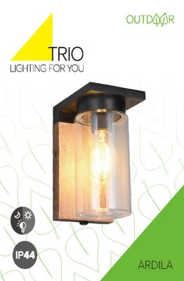 Applique extérieur E27 détecteur crépusculaire Ardila bois IP44 40W - TRIO