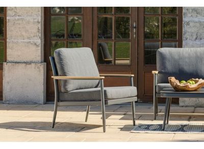 Salon de jardin MANON aluminium graphite 4 places avec coussins, Livraison à domicile incluse - PROLOISIRS