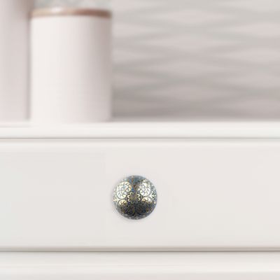 Bouton de meuble fer bleu doré diamètre 37 mm REI