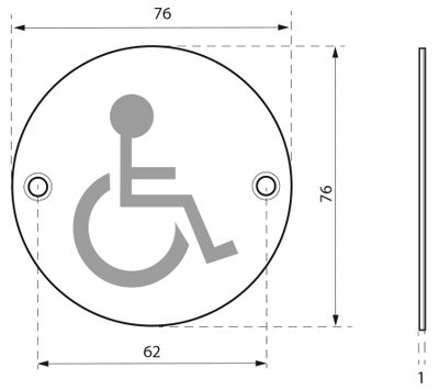 Plaque signalétique à visser Wc handicapé diamètre 76 mm THIRARD