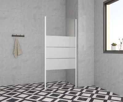 Paroi de douche latérale fixe 90x185 cm profilé blanc verre sérigraphié 4 mm Primera - OCEA