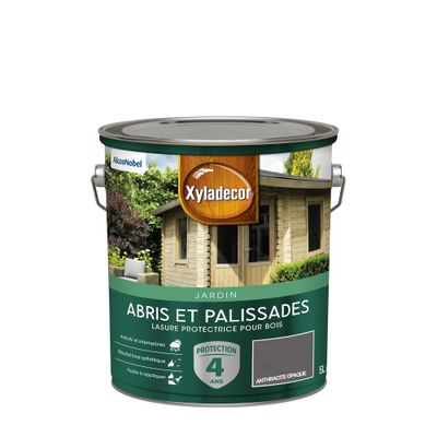 Lasure protectrice pour bois extérieur abris et palissades mat anthracite opaque 5 L - XYLADECOR