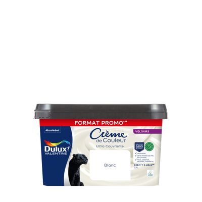 Peinture crème de couleur Blanc velours 2,5L promo - DULUX VALENTINE