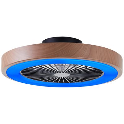 Ventilateur de plafond silencieux LED multicolore + télécommande Bois/noir Ø49cm - Slimline BRILLIANT