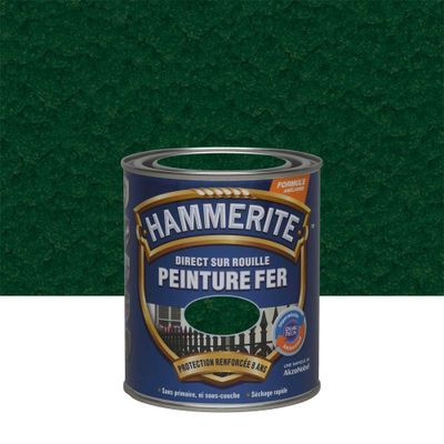 Peinture fer extérieur direct sur rouille martelé vert épicéa 0,75 L - HAMMERITE