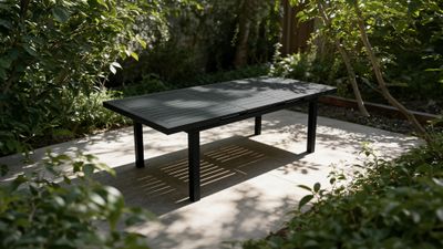 Table de jardin à rallonge ouverture automatique KYOTO aluminium gris 180/240/100x76 cm