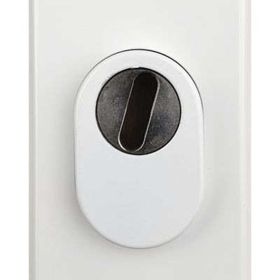 Poignées de porte palière sur plaques à cylindre Odin blanc ALPERTEC