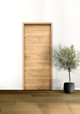 Bloc-porte H.204 X l.83 cm décor plaqué chêne ALTAÏ âme pleine poussant droit - SMIS