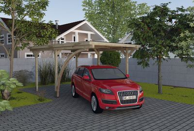 Abri carport simple avec avancée de toit plat et arcs, Livraison à domicile incluse - WEKA