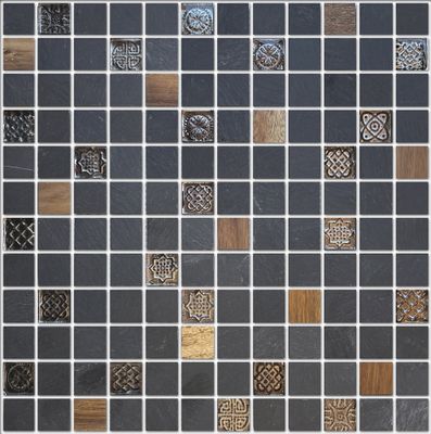 Mosaïque mural intérieur format mini-carreaux noir MALLA BAMBOO 30 x 30 cm vendu à l'unité DISTRIMAT