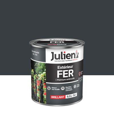 Peinture fer antirouille gris anthracite RAL 7016 brillant 0,5 L - JULIEN
