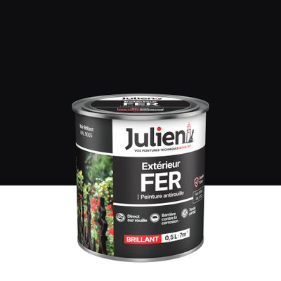 Peinture fer antirouille noir brillant 0,5 L - JULIEN