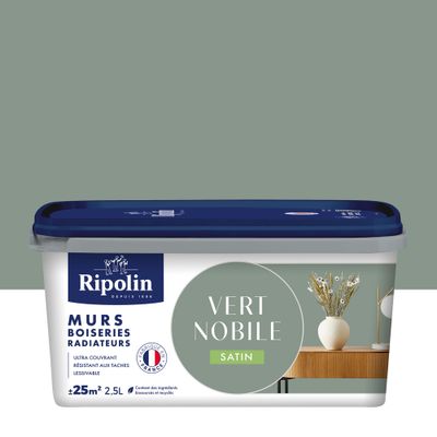 Peinture murs, boiseries et radiateurs vert nobile satin 2,5 L - RIPOLIN