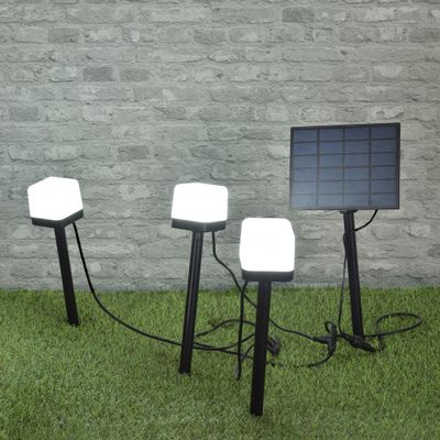 Bornes solaires à piquer LED Recife noir IP54 30 lumens blanc chaud par 3 - COREP