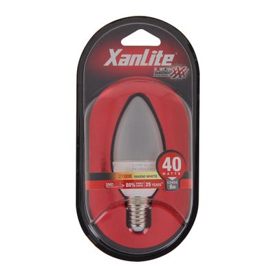 Ampoule LED flamme SMD E14 opaque 6W = 470 lumens blanc chaud - XANLITE