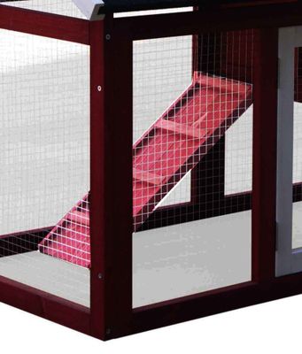 Poulailler standard bicorps couvert avec toit bitumé 2 pentes rouge et blanc 0,94 m² , Livraison à domicile incluse - HABRITA