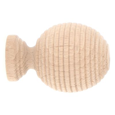 Embout déco boule striée à visser en bois diam 28 mm Finition Bois brut