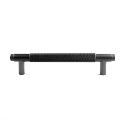 Poignée de meuble cylindrique aluminium noir mat entraxe 128 mm REI
