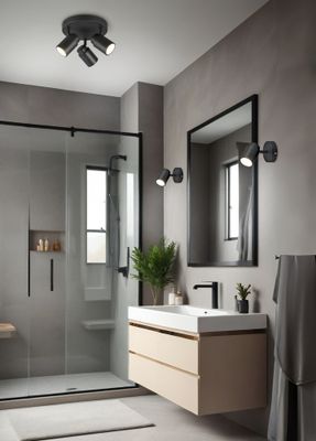 Plafonnier 3 spots salle de bains GU10 Angelo noir IP44 3x5W - TRIO