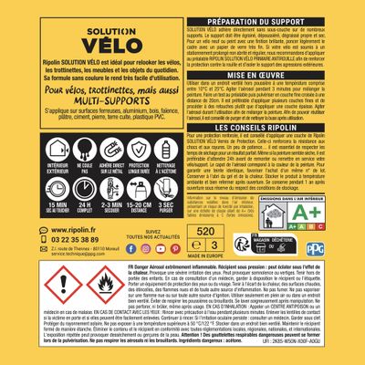 Bombe de peinture multi-supports solution vélo maillot jaune mat velouté 400 mL - RIPOLIN