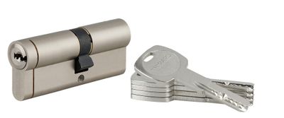 Cylindre de serrure double entrée débrayable 35 x 45 mm Transit 1 haute sécurité nickelé 5 clés longues THIRARD