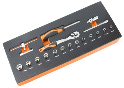 Jeu de douilles 1/4 et accessoires pour servante d'atelier FISCHER DAREX