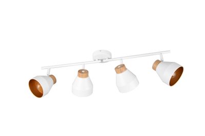 Réglette 4 spots E14 VALENTIN blanc et bois 4 X 10W - CASALUM