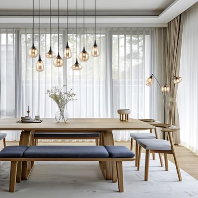 Lampadaire E14 Lumina noir et ambré 3x10W - TRIO