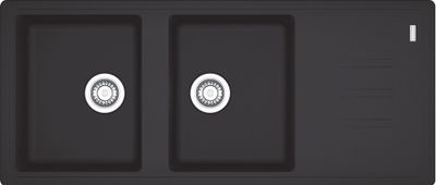 Evier de cuisine fragranit noir onyx 114x48 cm 2 bacs 1 egouttoir Malta - FRANKE
