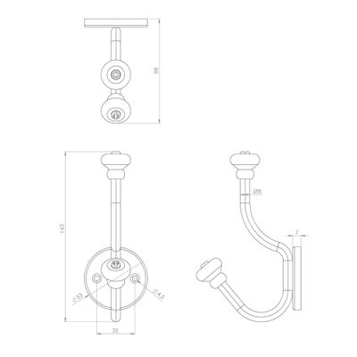 Patère 2 têtes à fixer alu porcelaine CIME