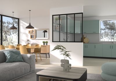 Verrière aluminium noir 4 carreaux vitrage verre clair l.135 x H.117 cm OPTIMUM