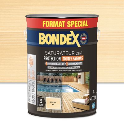 Saturateur 2 en 1 protection 5 ans incolore mat 6L BONDEX