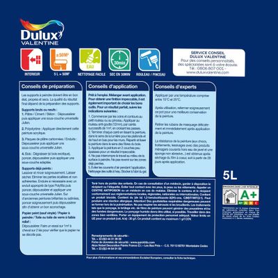 Peinture multi-supports blanc facile blanc base white satin 5 L - DULUX VALENTINE