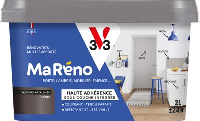 Peinture de rénovation multi- V33supports MaRéno fonte finition métallisée 2 L - V33
