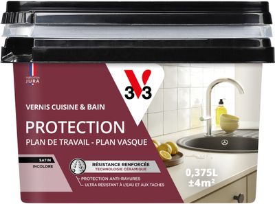 Vernis de protection pour cuisine et bain incolore finition satinée 375 ml - V33