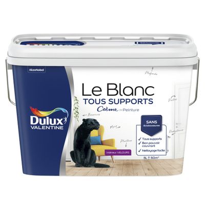 Peinture acrylique Tous Support blanc velours 5 L - DULUX VALENTINE
