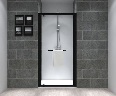Porte de douche pivotante 100x195 cm profilé noir verre transparent 6 mm Serenity - OCEA