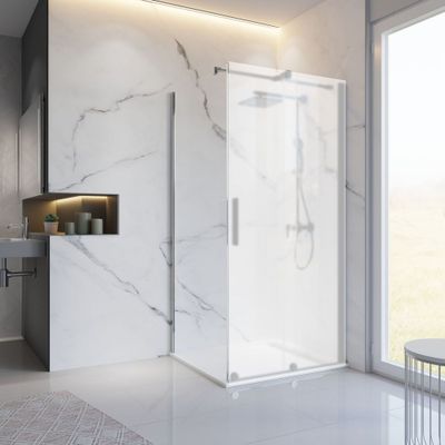 Paroi de douche latérale fixe 80x200 cm pour porte coulissante profilé chrome verre transparent 8 mm New Style - SCHULTE