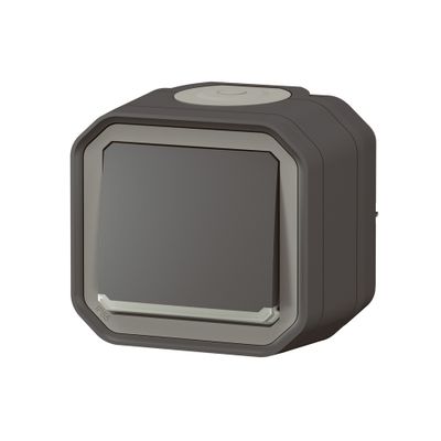Interrupteur temporisé étanche IP55 avec voyant lumineux en saillie Anthracite - Plexo LEGRAND
