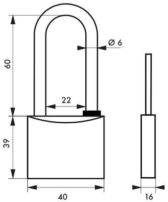Cadenas à clé Mach 3 largeur 40 mm anse intermédiaire  60 mm THIRARD