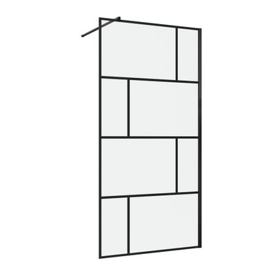 Paroi de douche à l'italienne 100x195 cm profilé noir verre transparent 5 mm Bricks - AURLANE