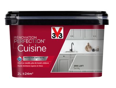 Peinture de rénovation pour cuisine gris loft finition satinée 2 L - V33