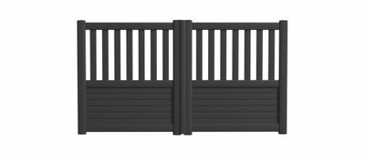 Portail battant aluminium JULES l.3,00 x H.1,35 m gris  - PREFALU