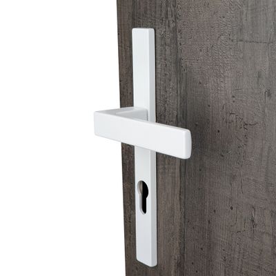 Poignées de porte sur plaques étroites à cylindre Loft blanc mat ALPERTEC