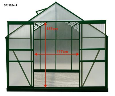Serre jardin en aluminium  verte en polycarbonate 7,44 m², Livraison à domicile incluse - HABRITA
